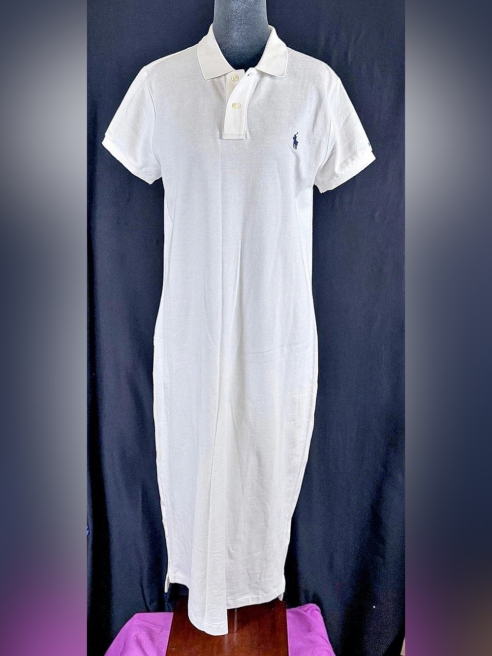 Polo Ralph Lauren Cotton Mesh Polo Long Midi Dress White XL Preppy Luxury Tennis